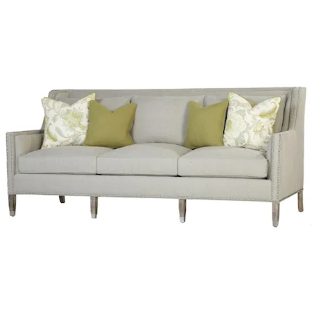 Contemporary Sofa with Thin Track Arms and Nail Head Trim